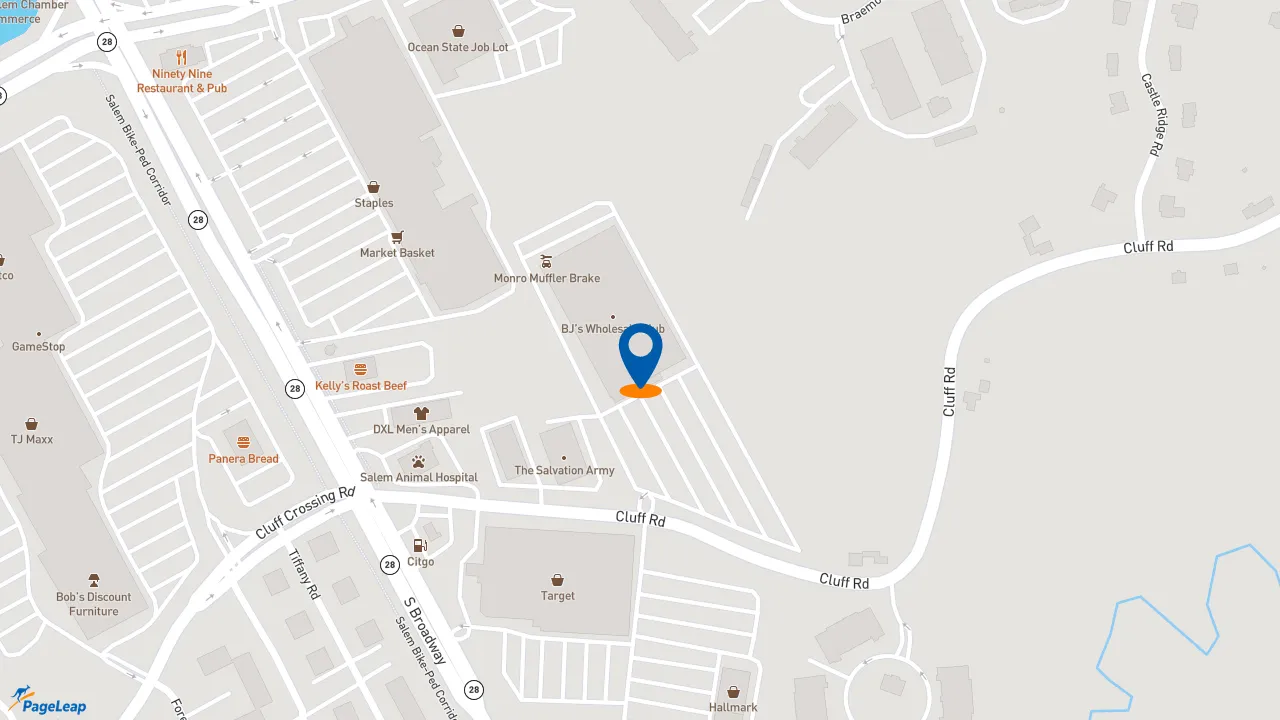 https://pageleap.com map showing location of Dunkin&#039; in Salem.