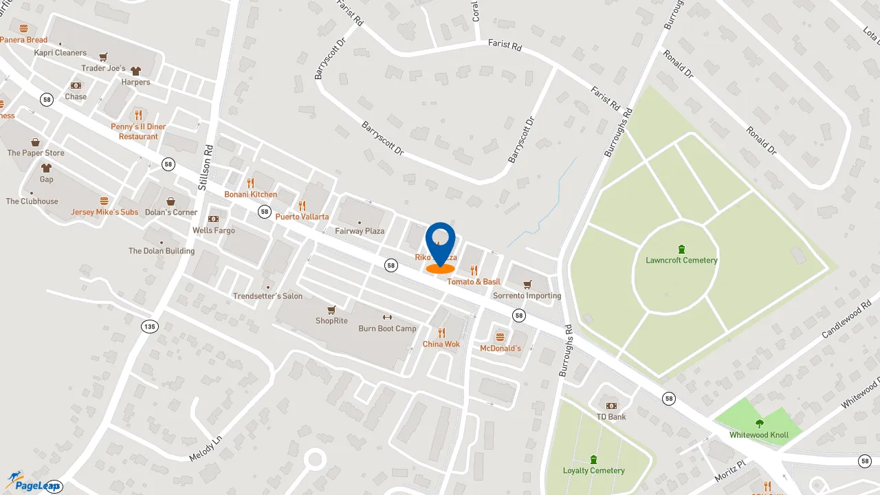 https://pageleap.com map showing location of Dunkin&#039; in Fairfield.