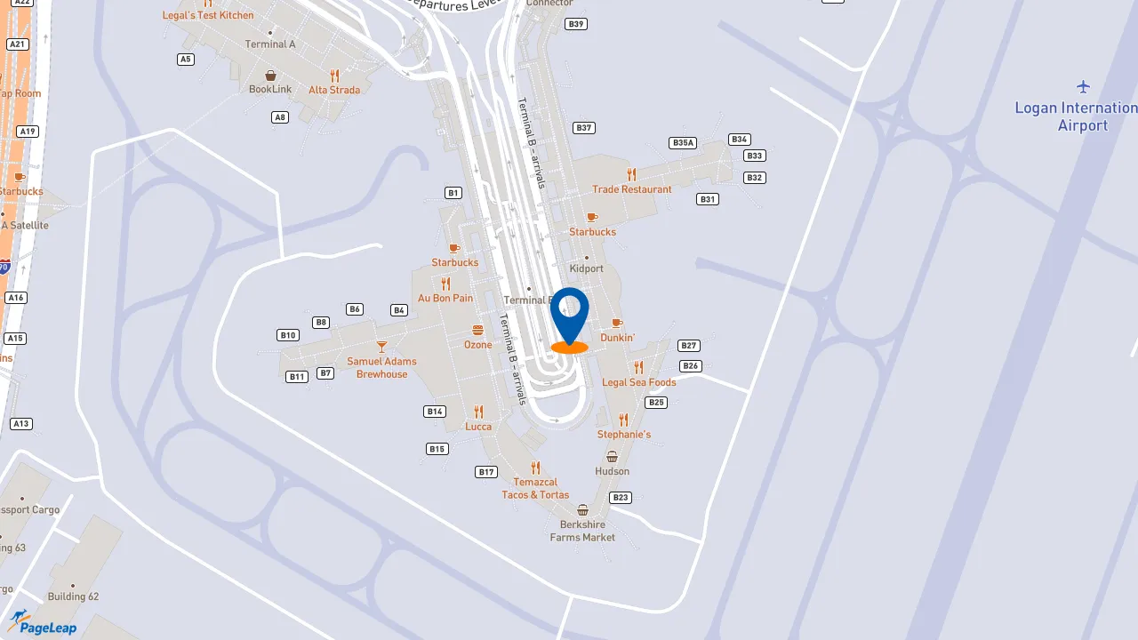 https://pageleap.com map showing location of Dunkin&#039; in Boston.