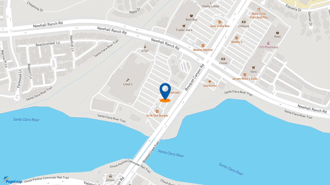 https://pageleap.com map showing location of Dunkin&#039; in Santa Clarita.