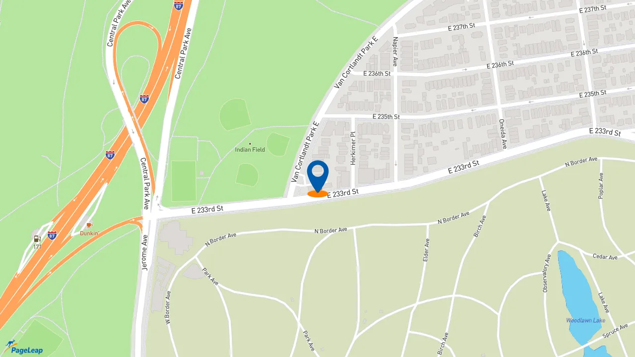 https://pageleap.com map showing location of Dunkin&#039; in Bronx.