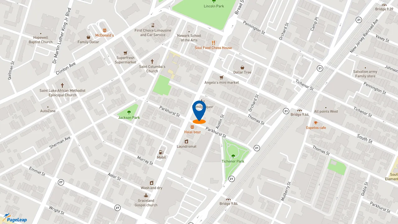 https://pageleap.com map showing location of Dunkin&#039; in Newark.