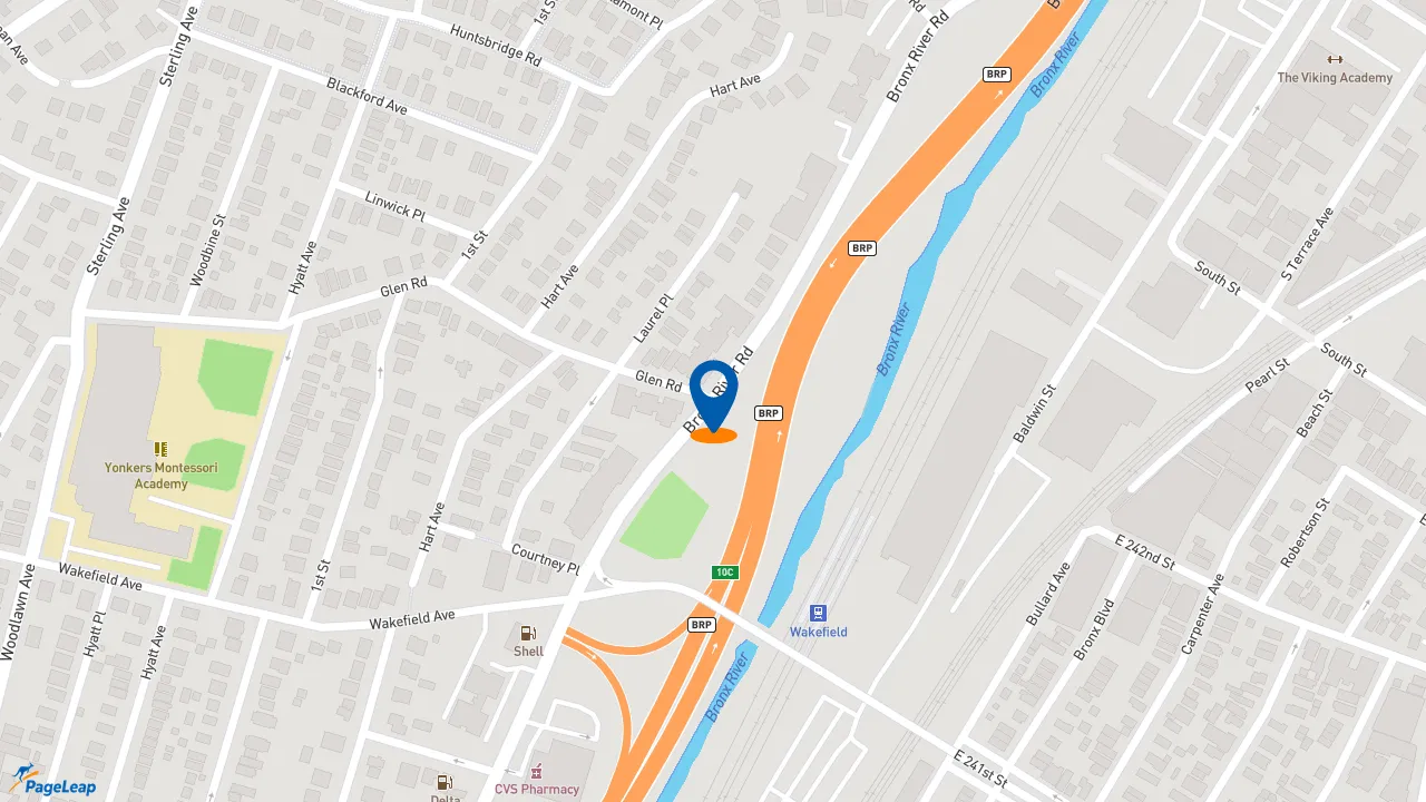 https://pageleap.com map showing location of Dunkin&#039; in City Of Yonkers.