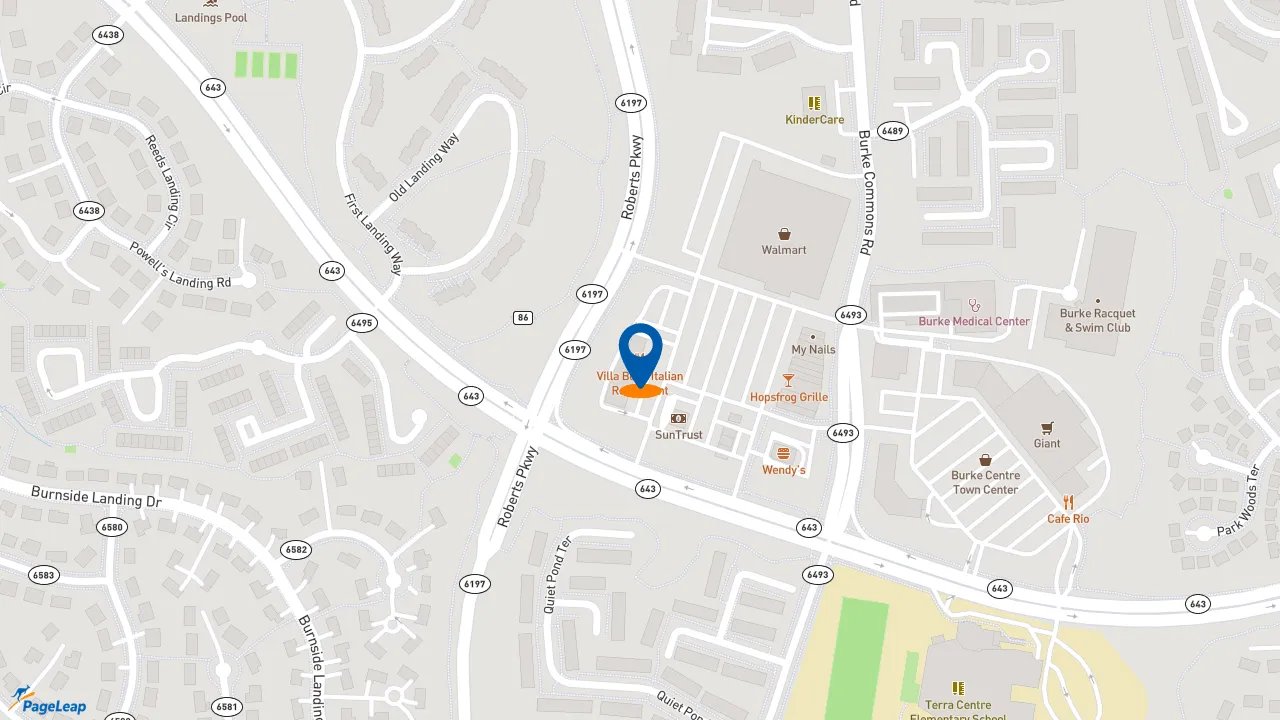 https://pageleap.com map showing location of Dunkin&#039; in Burke.