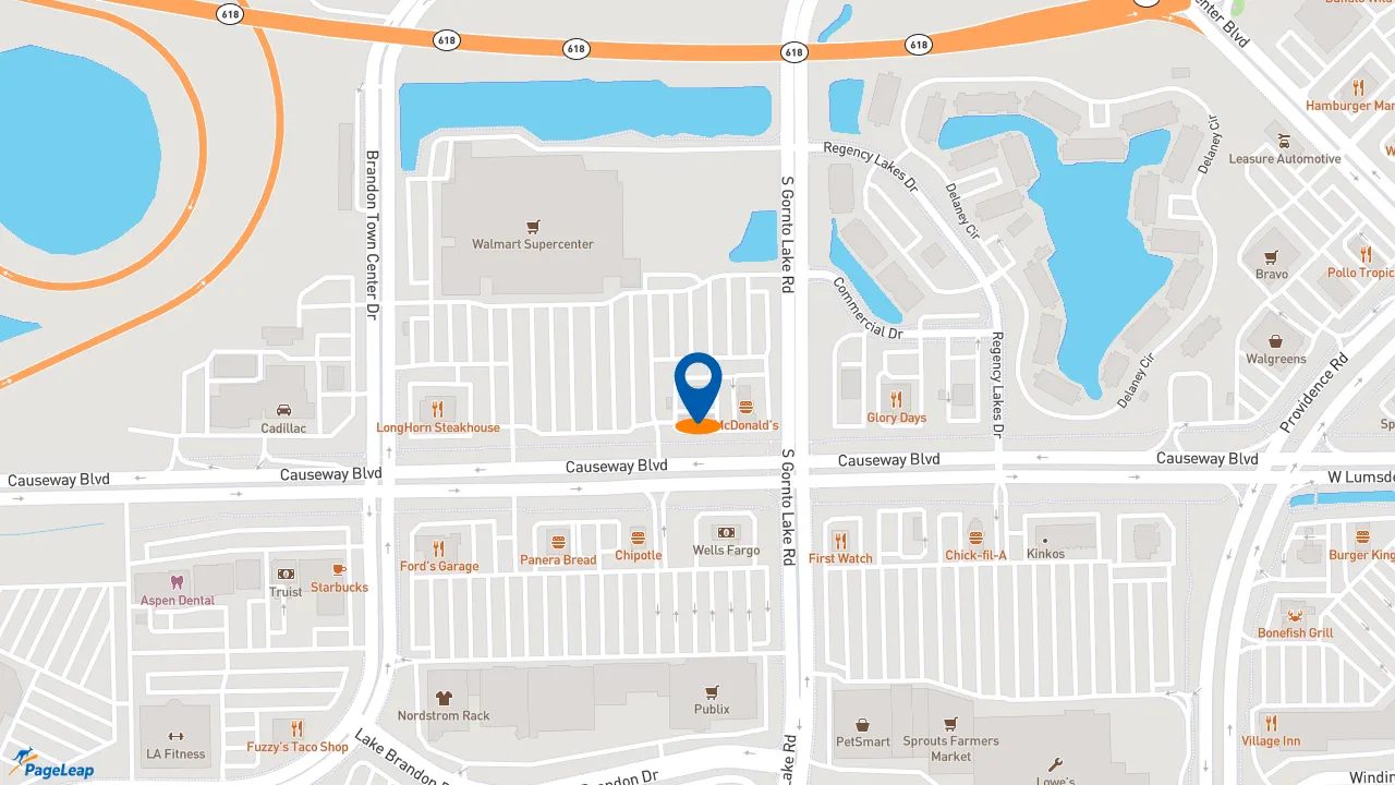 https://pageleap.com map showing location of Dunkin&#039; in Brandon.