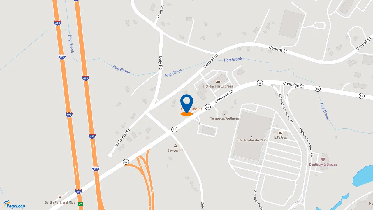 PageLeap.com map showing location of Dunkin' in Redings Mill.