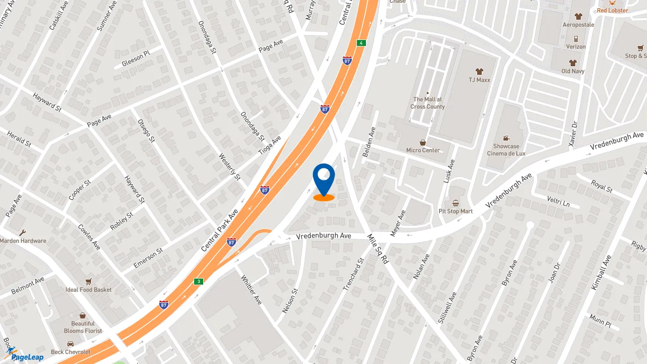 https://pageleap.com map showing location of Dunkin&#039; in Yonkers.
