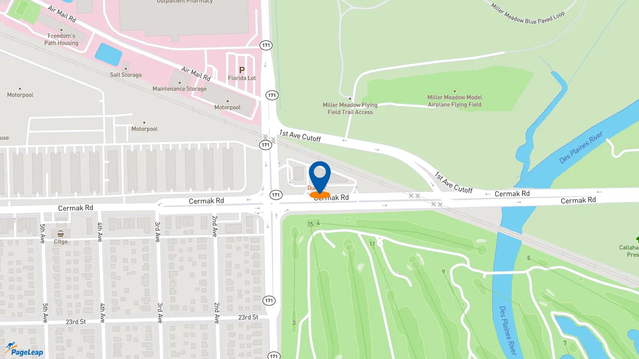 https://pageleap.com map showing location of Dunkin&#039; in North Riverside.