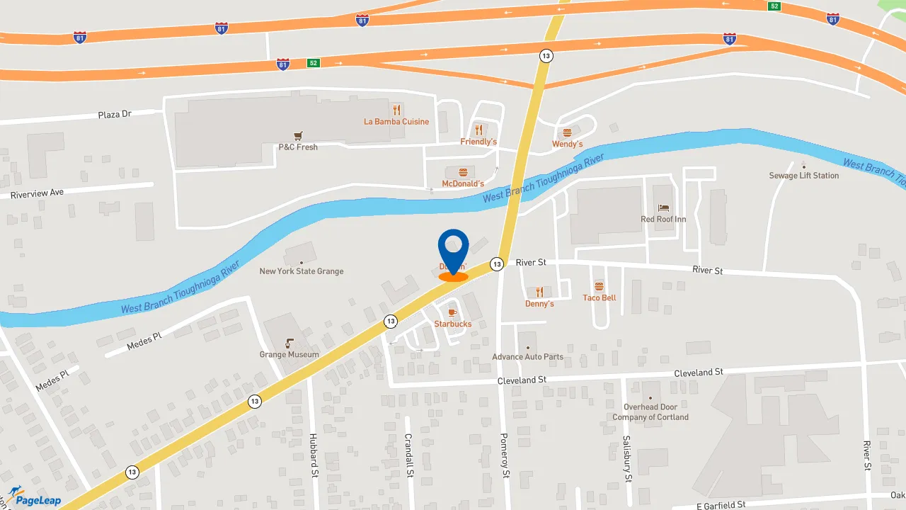https://pageleap.com map showing location of Dunkin&#039; in City Of Cortland.