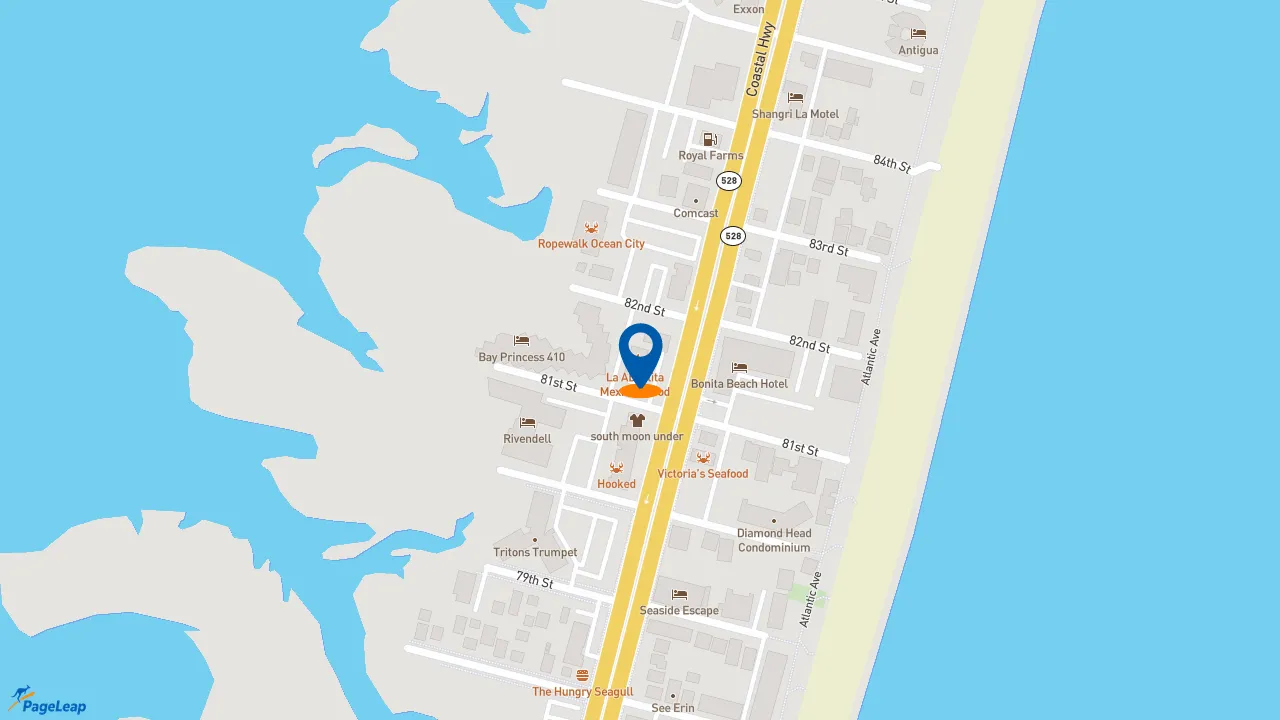 https://pageleap.com map showing location of Dunkin&#039; in Ocean City.