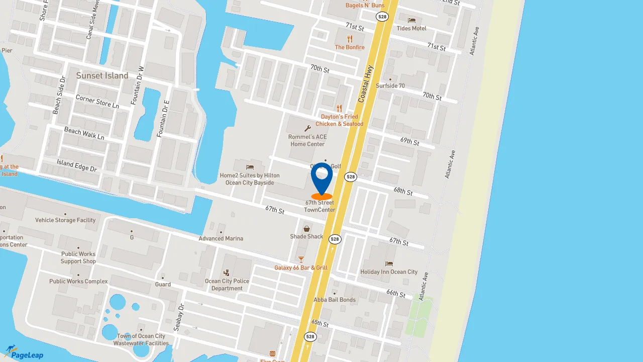 https://pageleap.com map showing location of Dunkin&#039; in Ocean City.