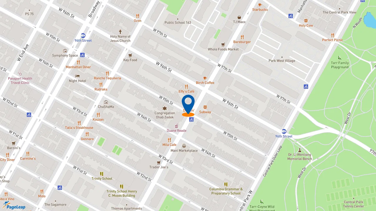 https://pageleap.com map showing location of Dunkin&#039; in New York.