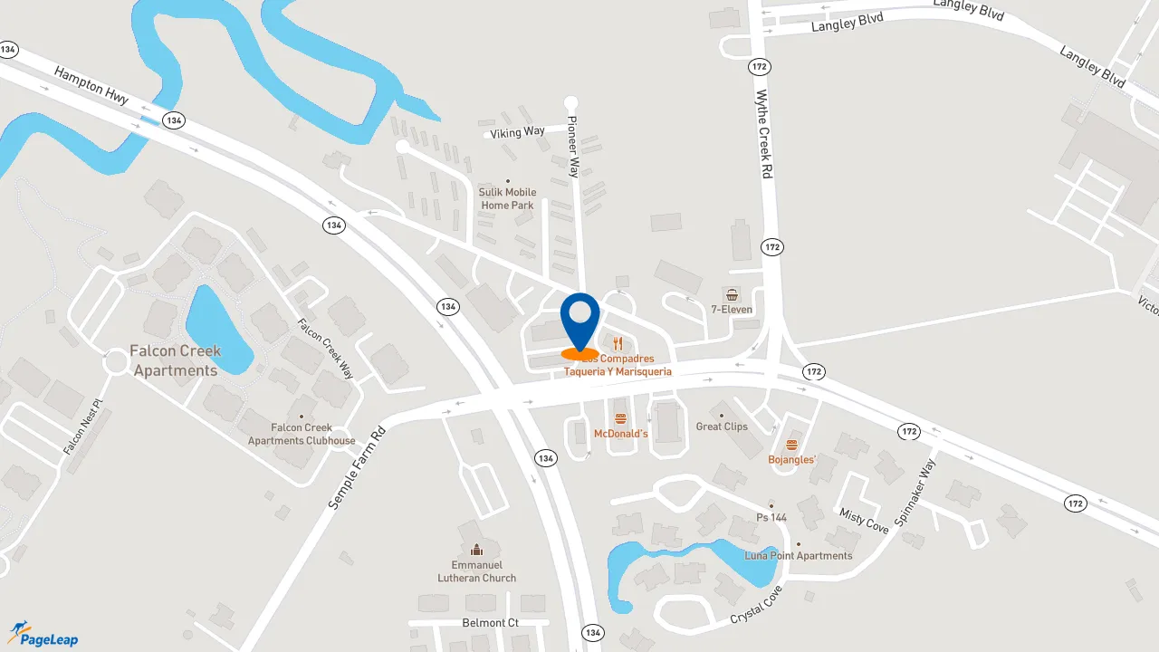 https://pageleap.com map showing location of Dunkin&#039; in Hampton.