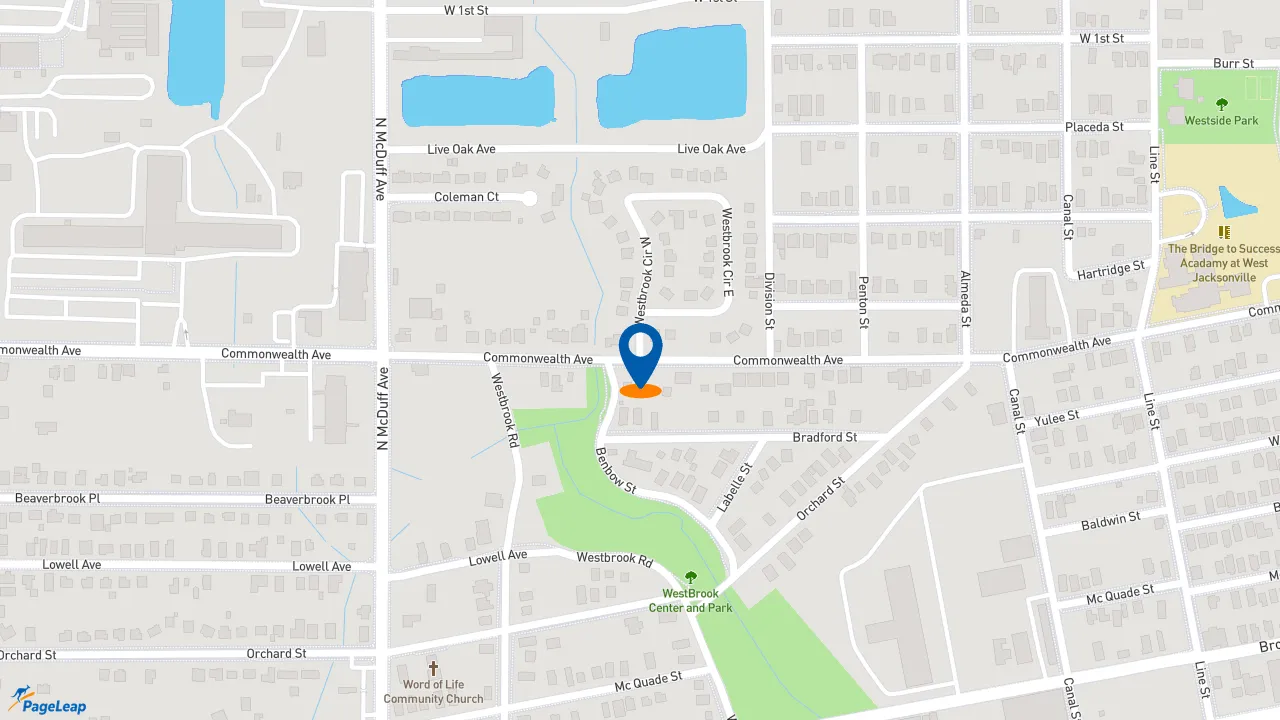 https://pageleap.com map showing location of Dunkin&#039; in Jacksonville.