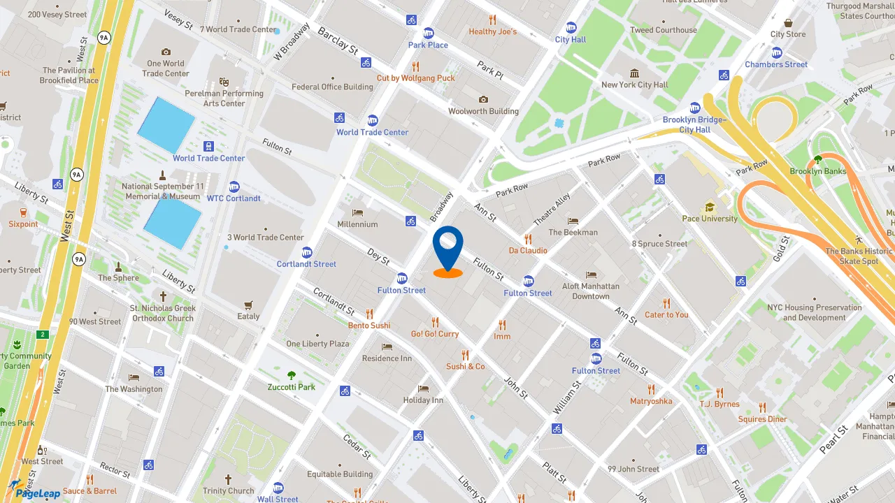 https://pageleap.com map showing location of Dunkin&#039; in New York.