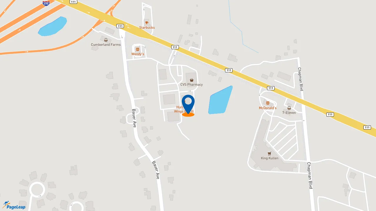 https://pageleap.com map showing location of Dunkin&#039; in Manorville.