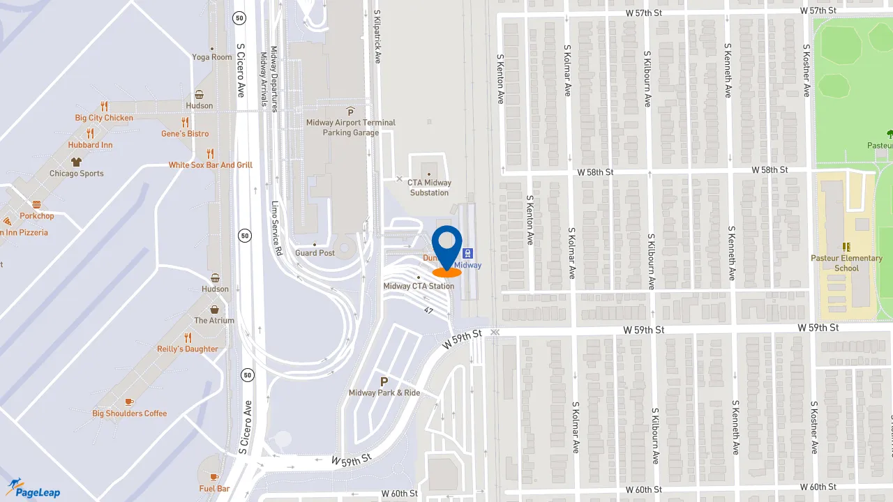 https://pageleap.com map showing location of Dunkin&#039; in Chicago.