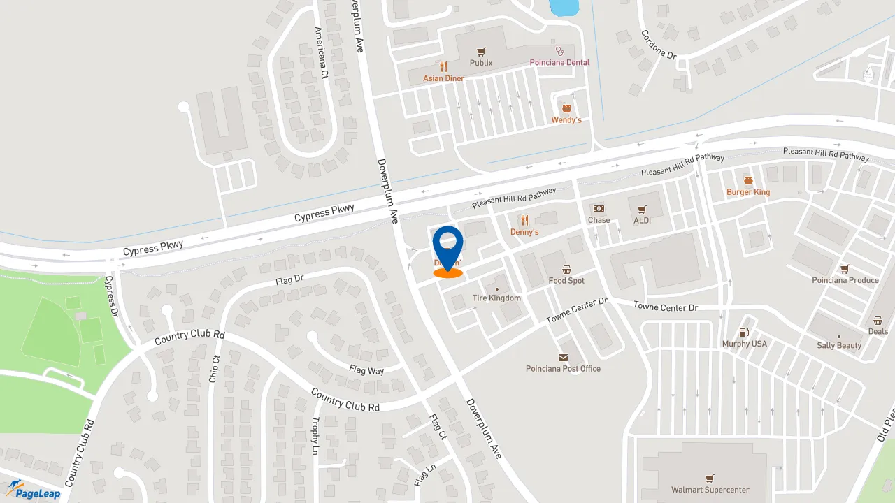 https://pageleap.com map showing location of Dunkin&#039; in Poinciana.