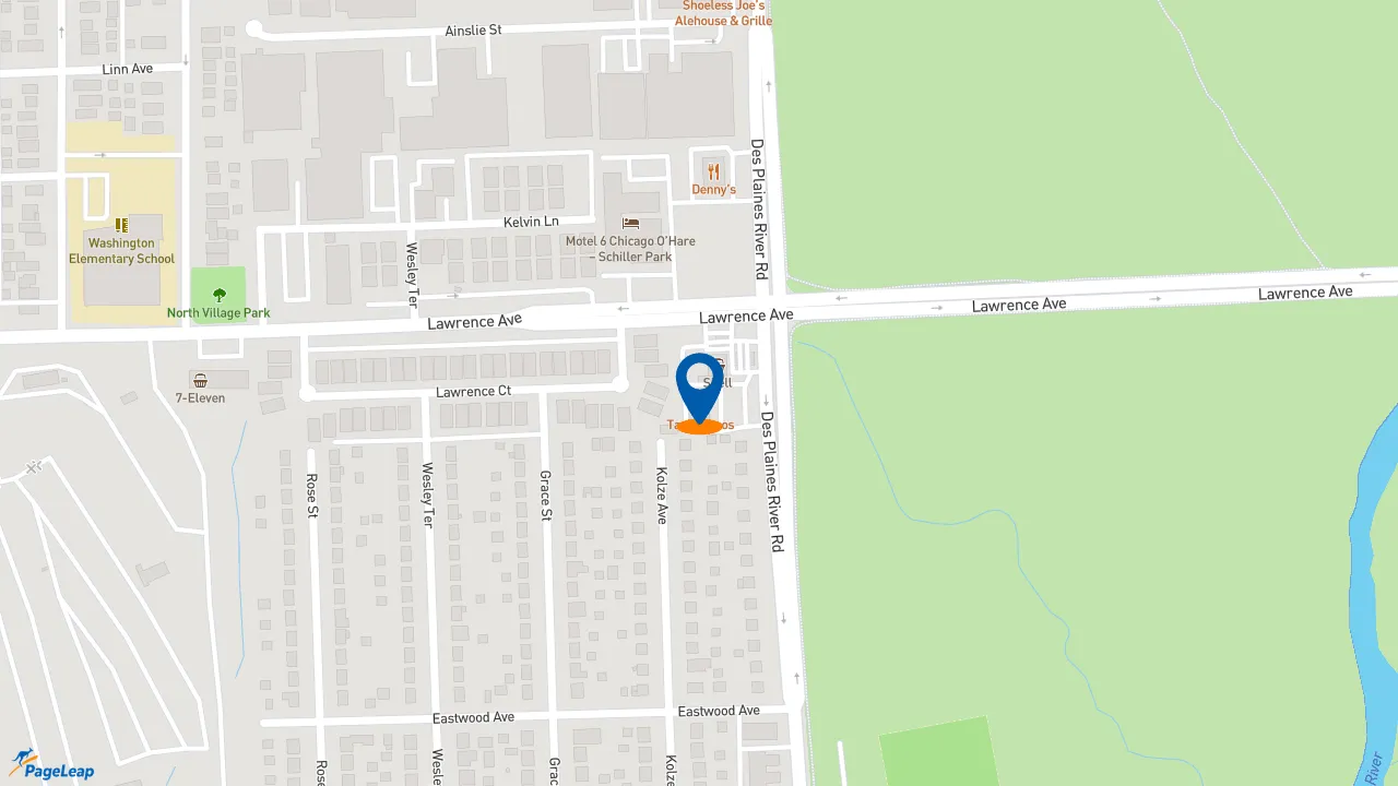 https://pageleap.com map showing location of Dunkin&#039; in Schiller Park.