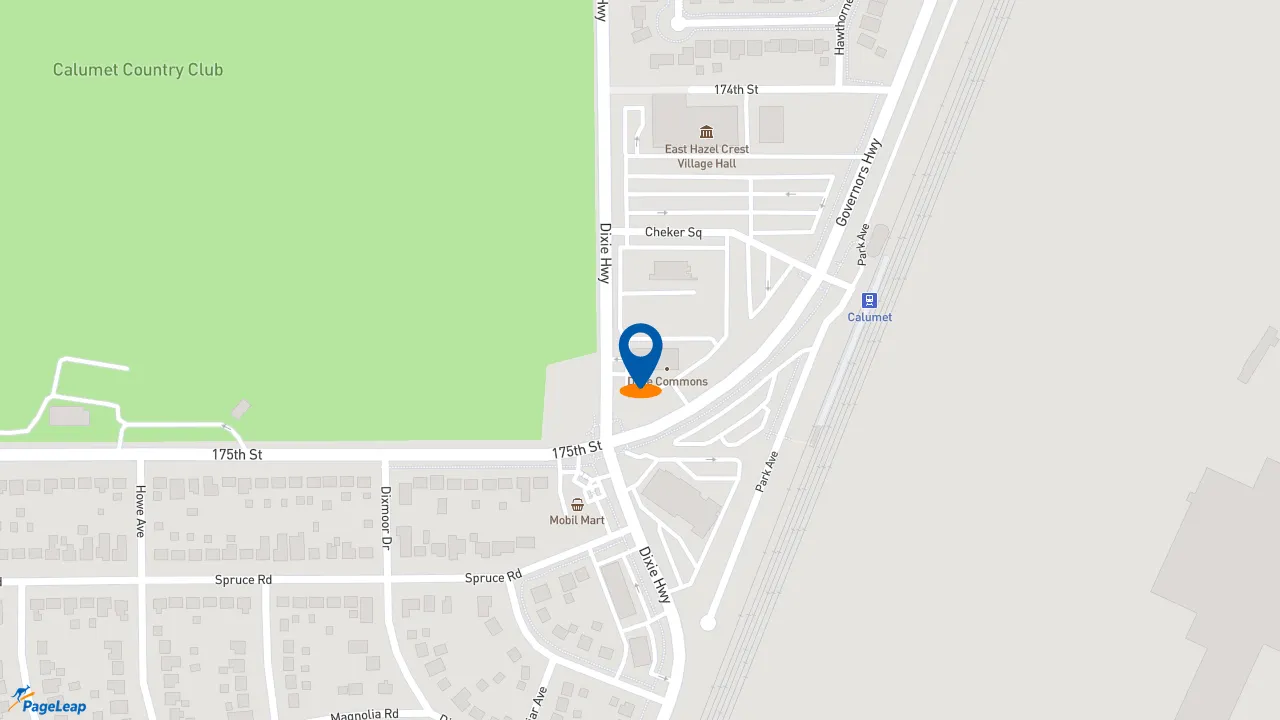 https://pageleap.com map showing location of Dunkin&#039; in Hazel Crest.
