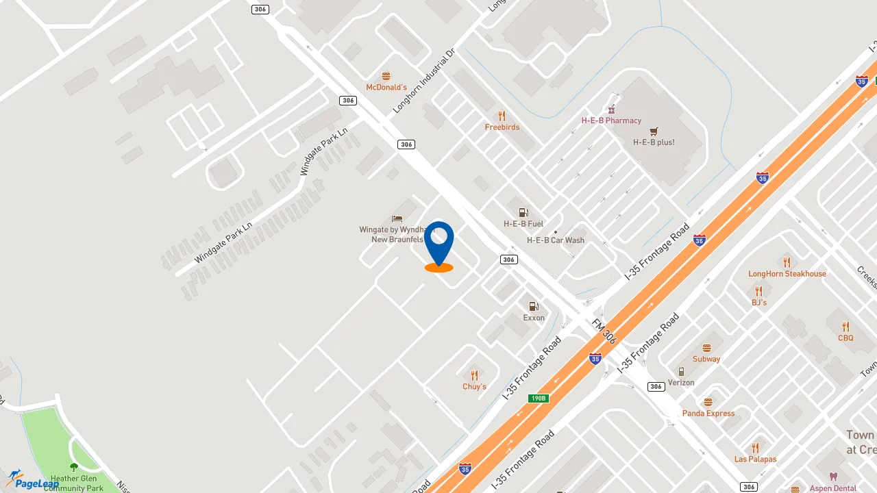 https://pageleap.com map showing location of Dunkin Donuts in New Braunfels.
