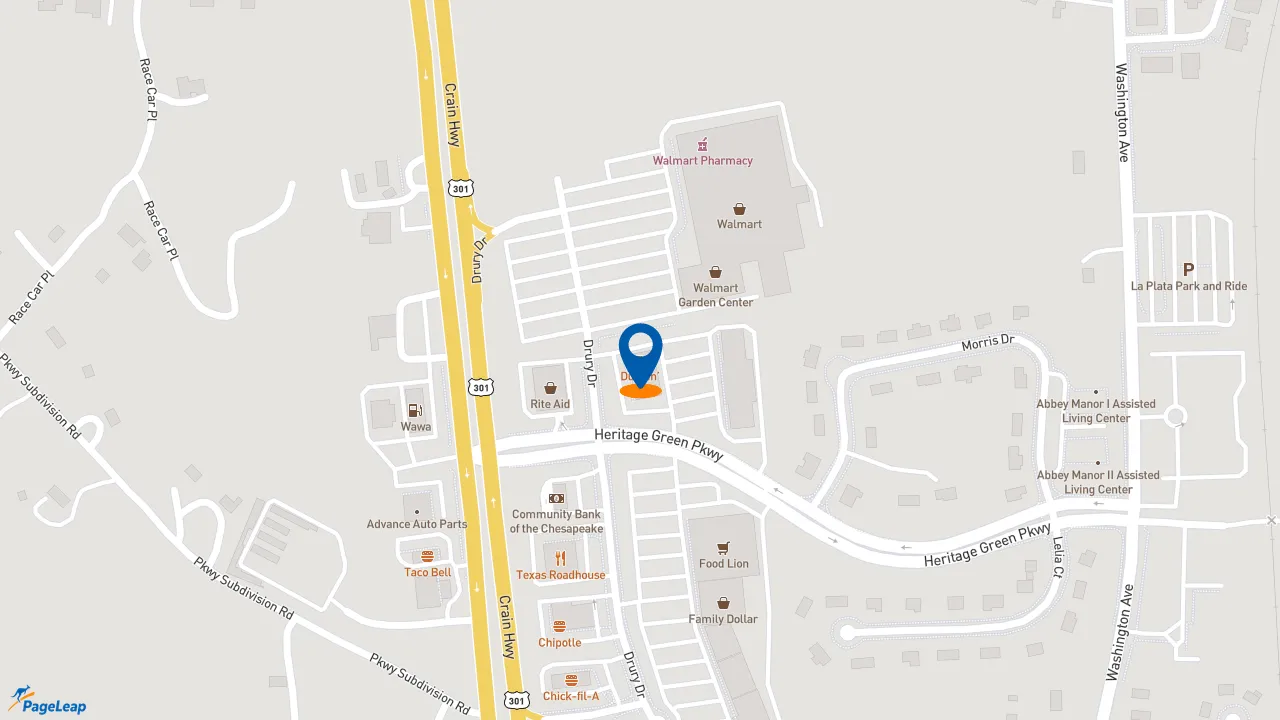 https://pageleap.com map showing location of Dunkin&#039; in La Plata.