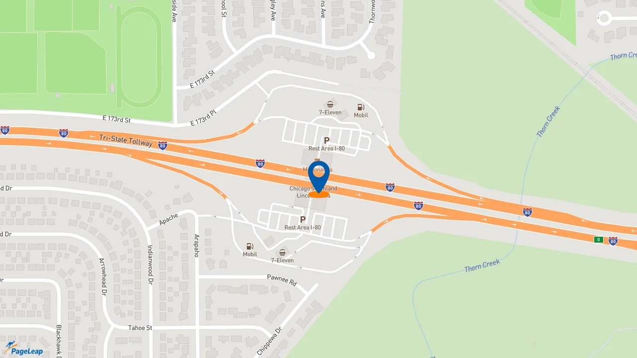 https://pageleap.com map showing location of Dunkin&#039; in South Holland.