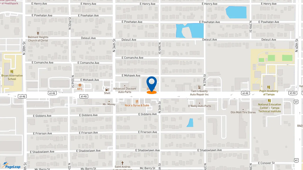 https://pageleap.com map showing location of Dunkin&#039; in Tampa.