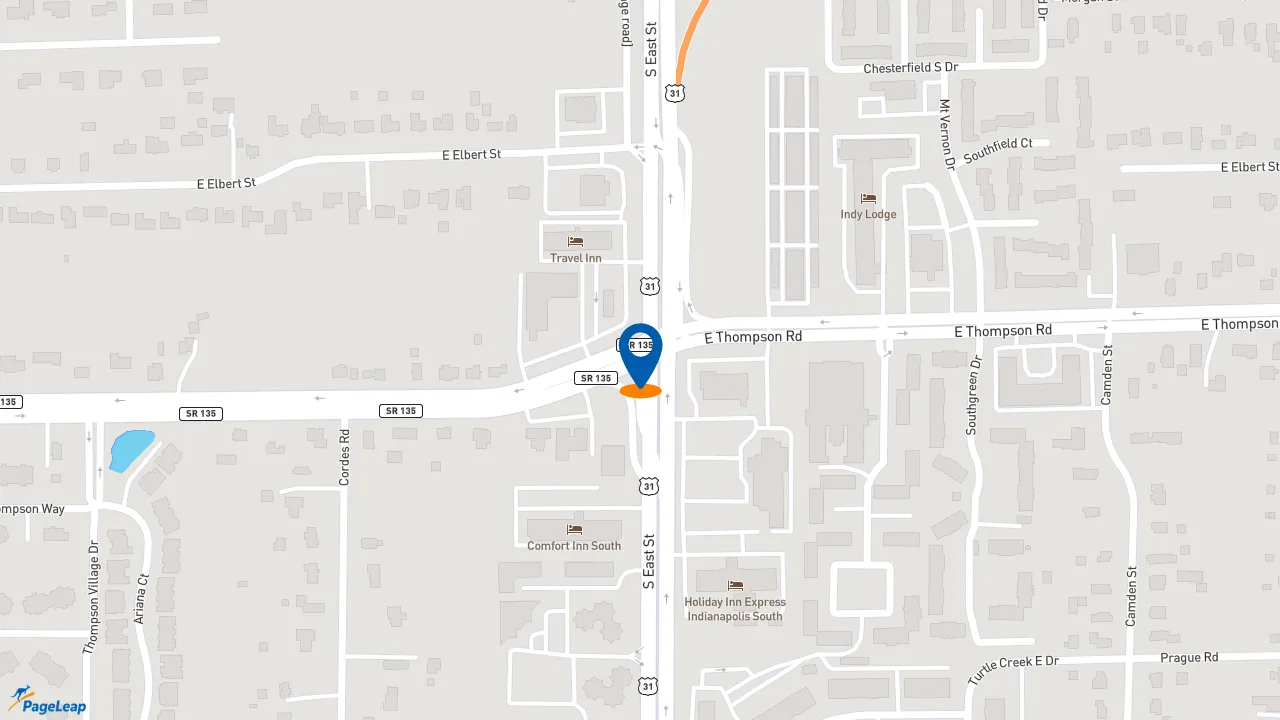 https://pageleap.com map showing location of Dunkin&#039; in Indianapolis.