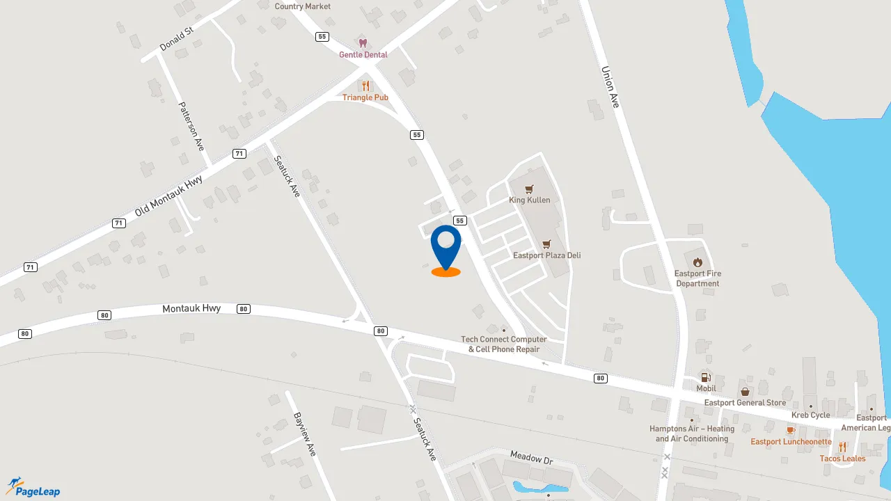 https://pageleap.com map showing location of Dunkin&#039; in Town Of Brookhaven.