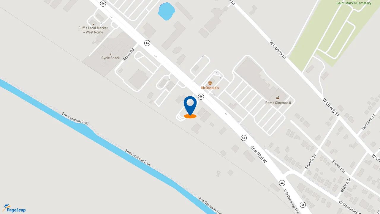 https://pageleap.com map showing location of Dunkin&#039; in City Of Rome.