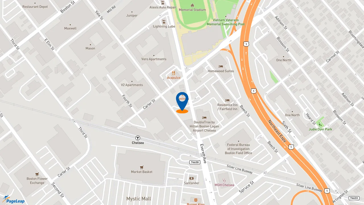 https://pageleap.com map showing location of Dunkin&#039; in Chelsea.