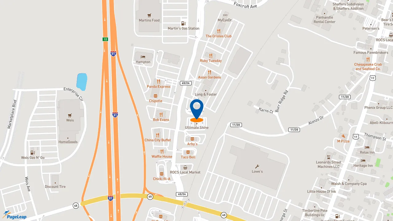 https://pageleap.com map showing location of Dunkin&#039; in Martinsburg.