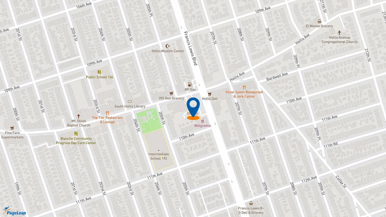 https://pageleap.com map showing location of Dunkin&#039; in City Of New York.