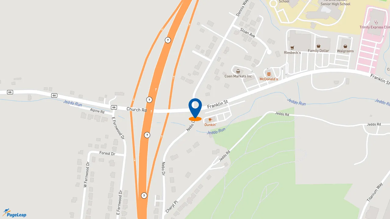 https://pageleap.com map showing location of Dunkin&#039; in Toronto.
