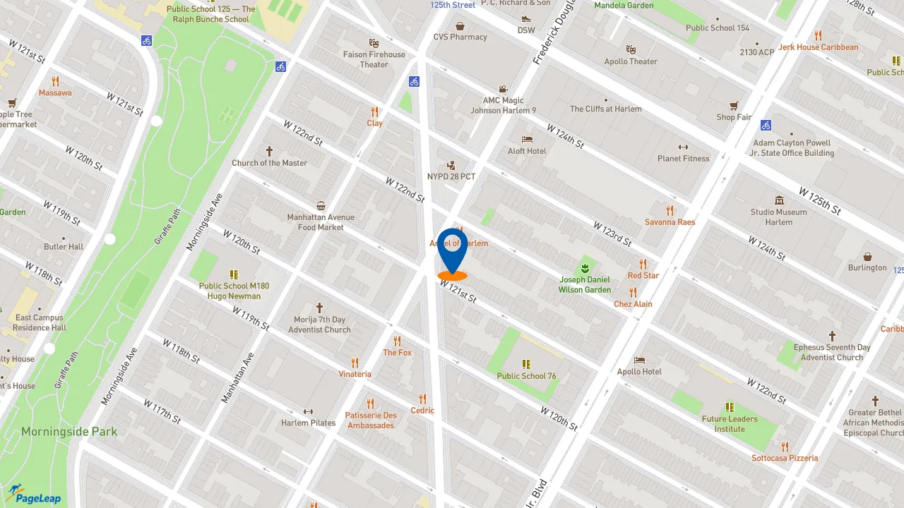 https://pageleap.com map showing location of Dunkin&#039; in New York.