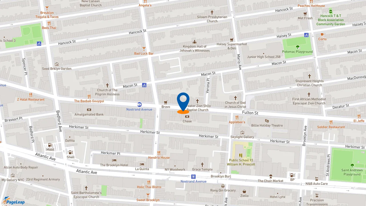 https://pageleap.com map showing location of Dunkin&#039; in City Of New York.