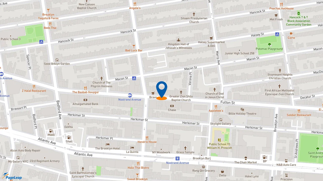 https://pageleap.com map showing location of Dunkin&#039; in City Of New York.