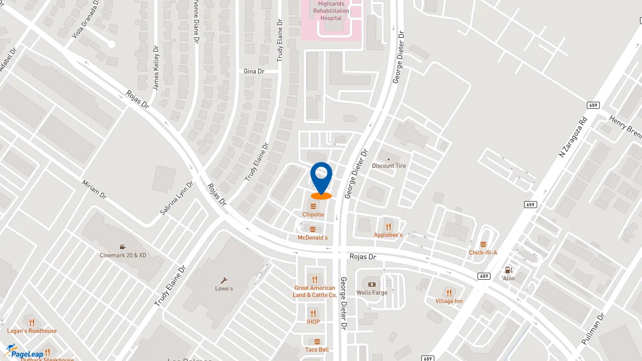 https://pageleap.com map showing location of Dunkin&#039; in El Paso.