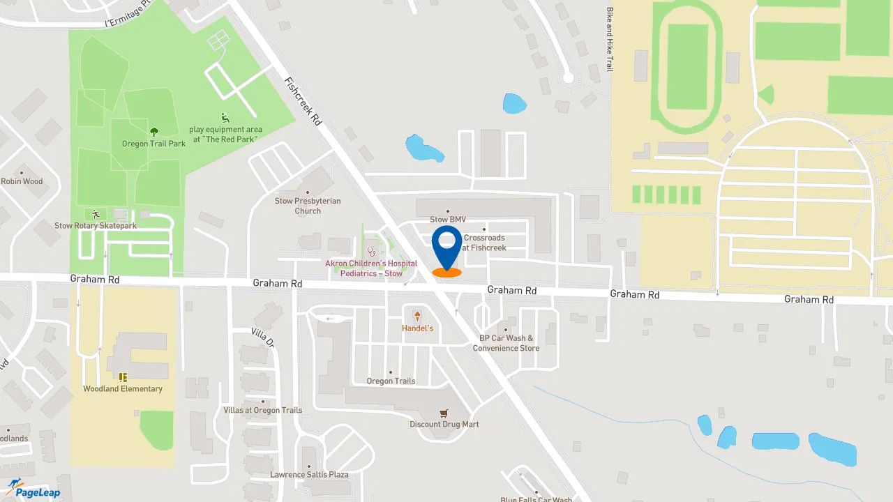 https://pageleap.com map showing location of Dunkin&#039; in Stow.