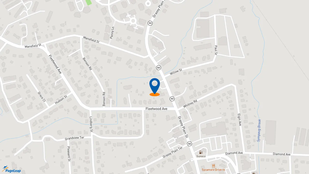 https://pageleap.com map showing location of Dunkin&#039; in Bethel.