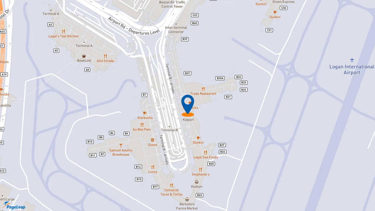 https://pageleap.com map showing location of Dunkin&#039; in Boston.