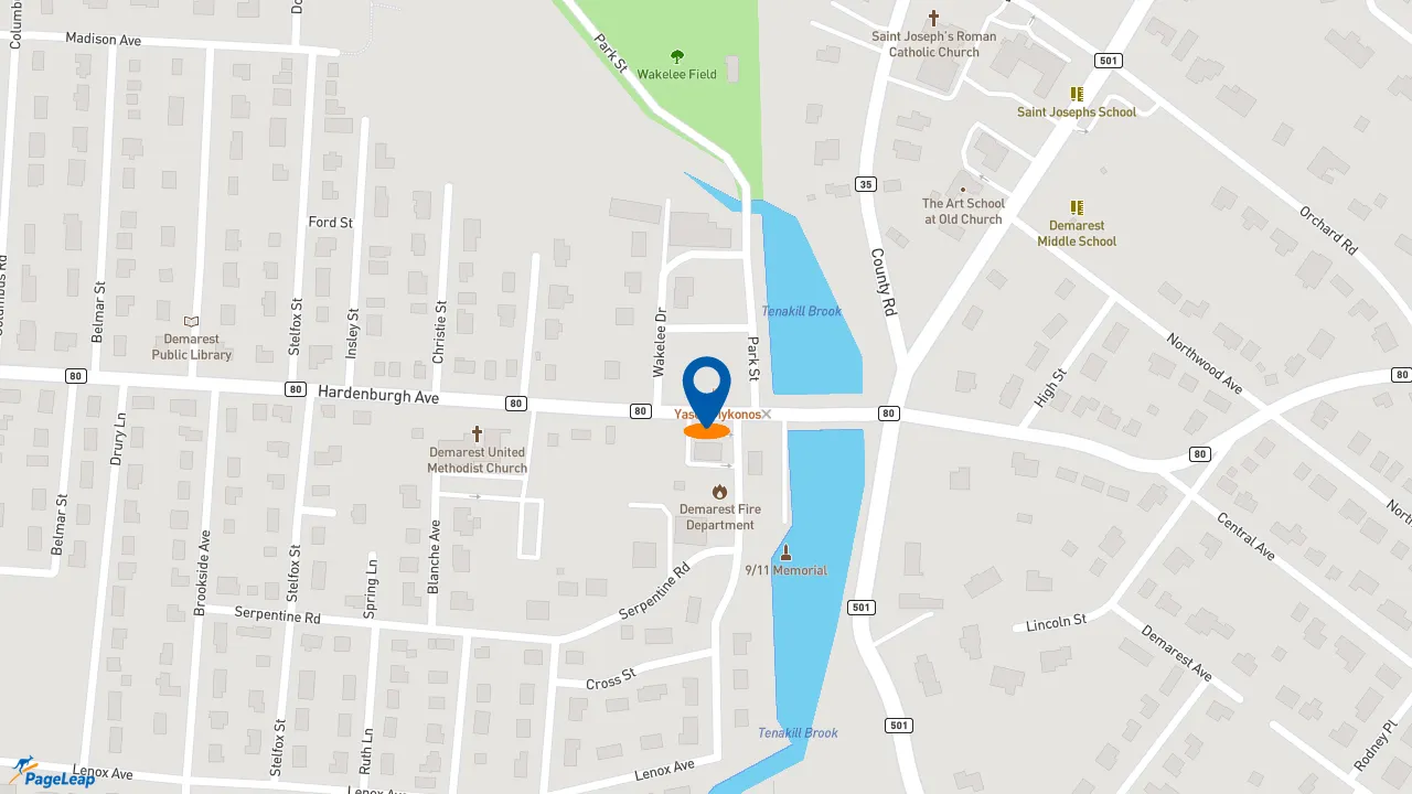 https://pageleap.com map showing location of Dunkin&#039; in Demarest.