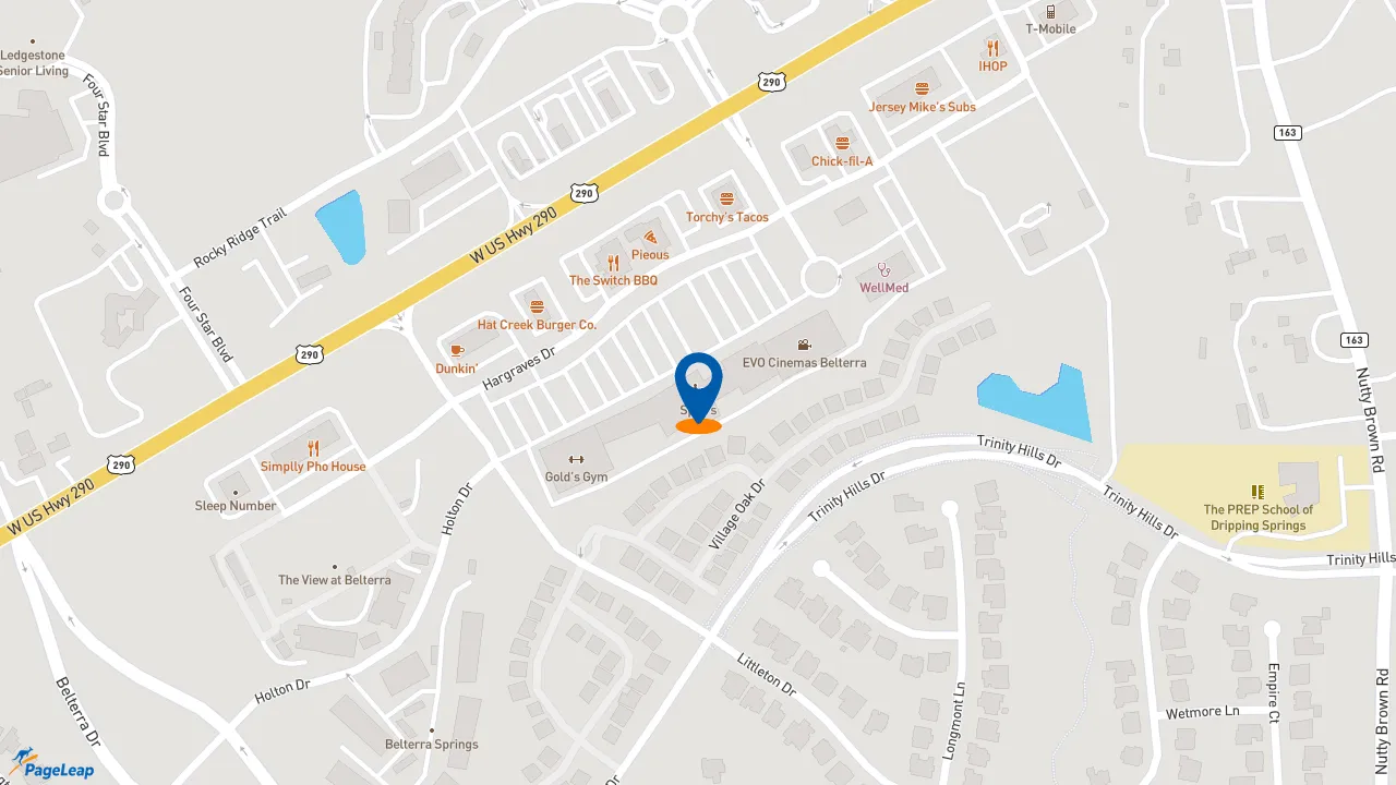 https://pageleap.com map showing location of Dunkin&#039; in Austin.