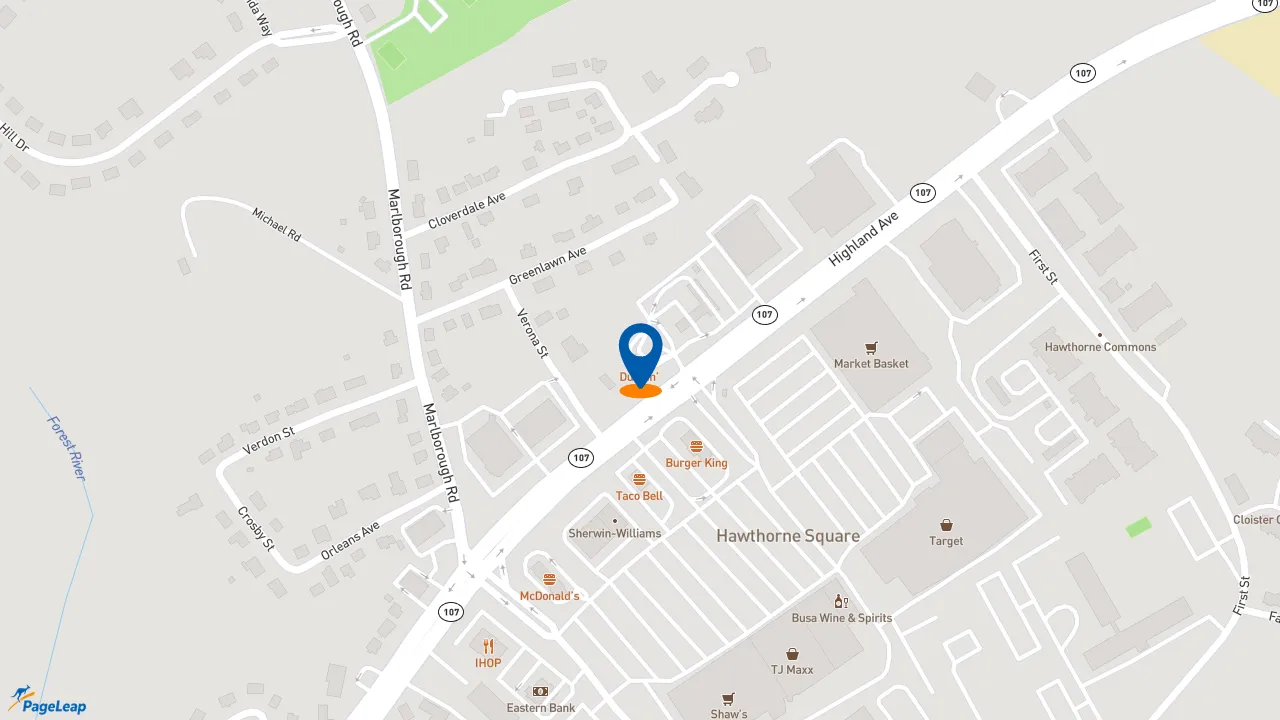 https://pageleap.com map showing location of Dunkin&#039; in Salem.