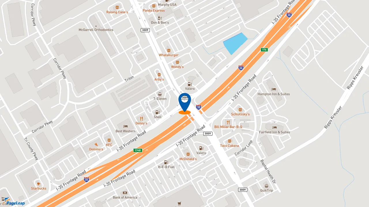 https://pageleap.com map showing location of Dunkin&#039; in Schertz.