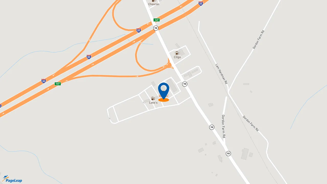https://pageleap.com map showing location of Dunkin&#039; in Commerce.
