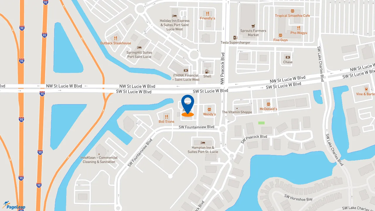 https://pageleap.com map showing location of Dunkin&#039; in Port Saint Lucie.