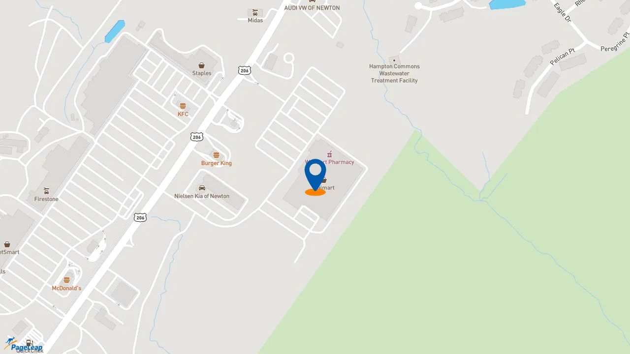 https://pageleap.com map showing location of Dunkin&#039; in Newton.