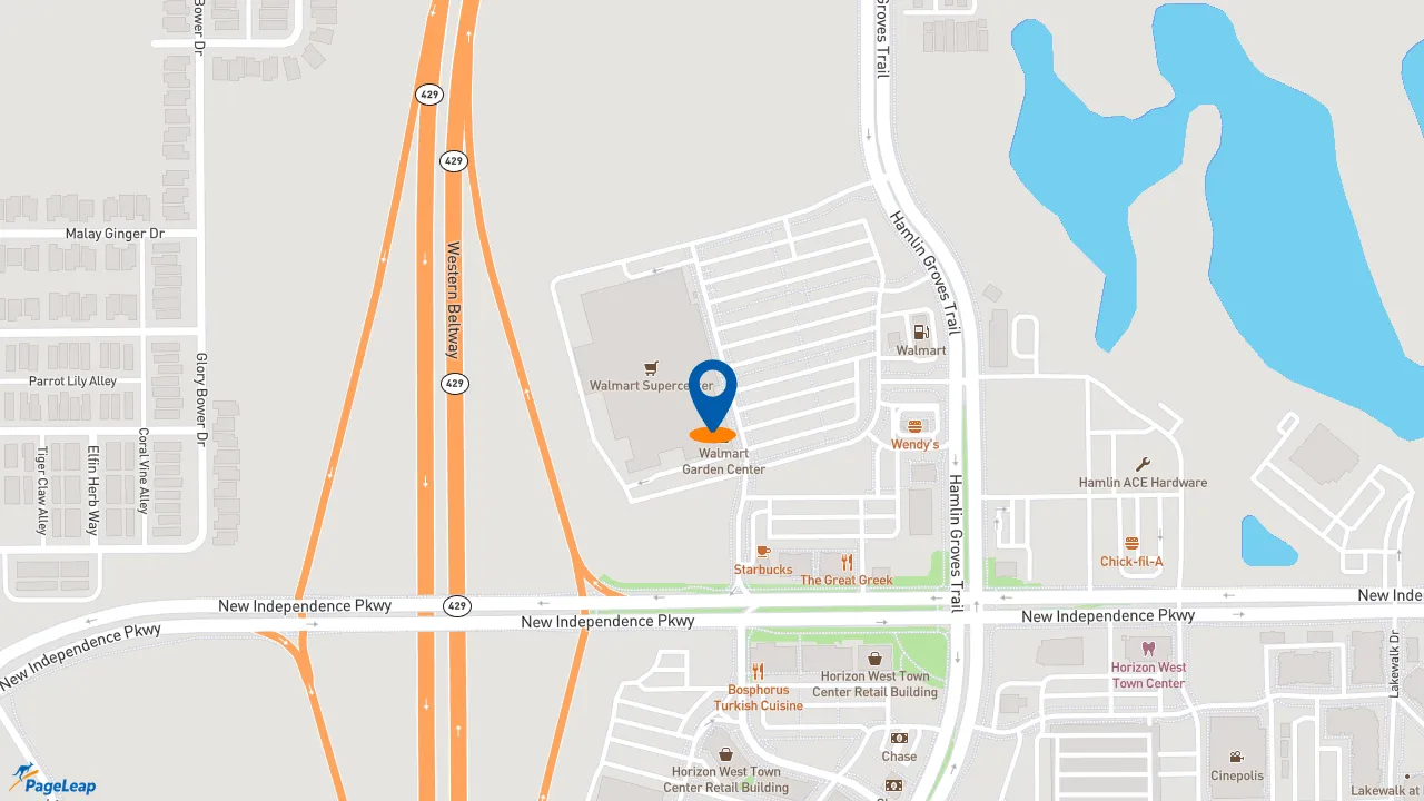 https://pageleap.com map showing location of Dunkin&#039; in Winter Garden.